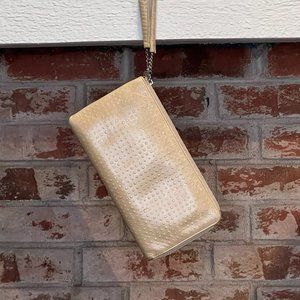 HOBO Cream/Beige Ostrich Leather Wristlet